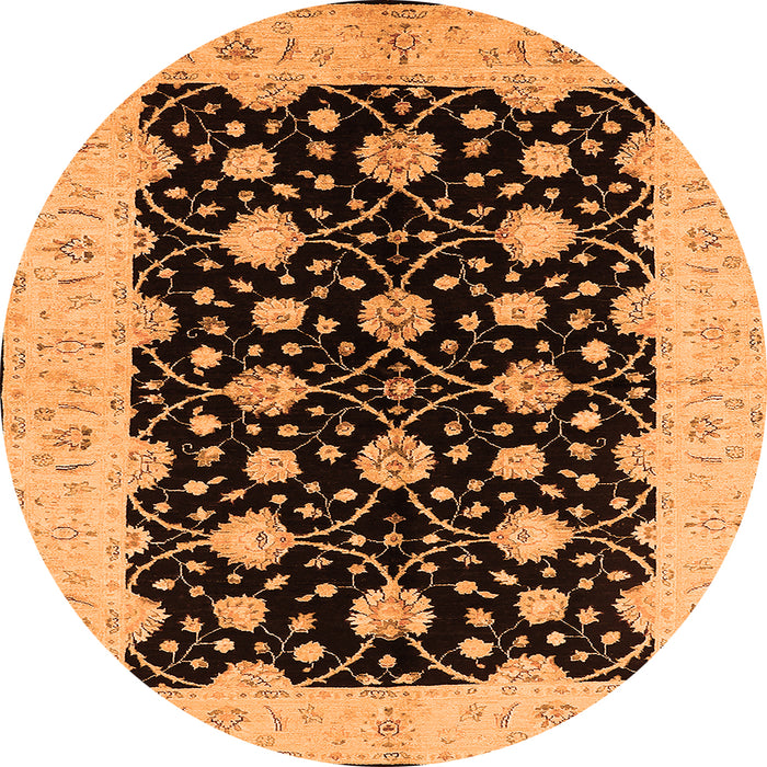 Round Oriental Orange Traditional Rug, urb2857org