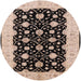Round Mid-Century Modern Burgundy Brown Oriental Rug, urb2857
