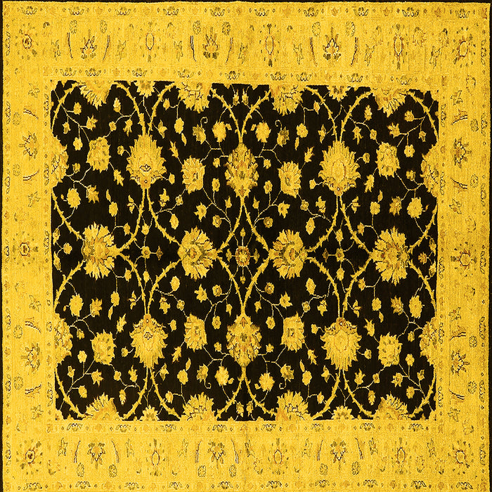 Square Machine Washable Oriental Yellow Traditional Rug, wshurb2857yw