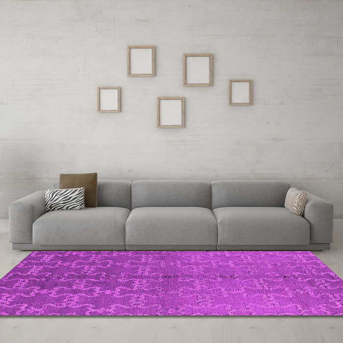 Machine Washable Oriental Pink Industrial Rug in a Living Room, wshurb2858pnk
