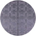 Round Mid-Century Modern Purple Oriental Rug, urb2858