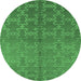 Round Oriental Emerald Green Industrial Rug, urb2858emgrn