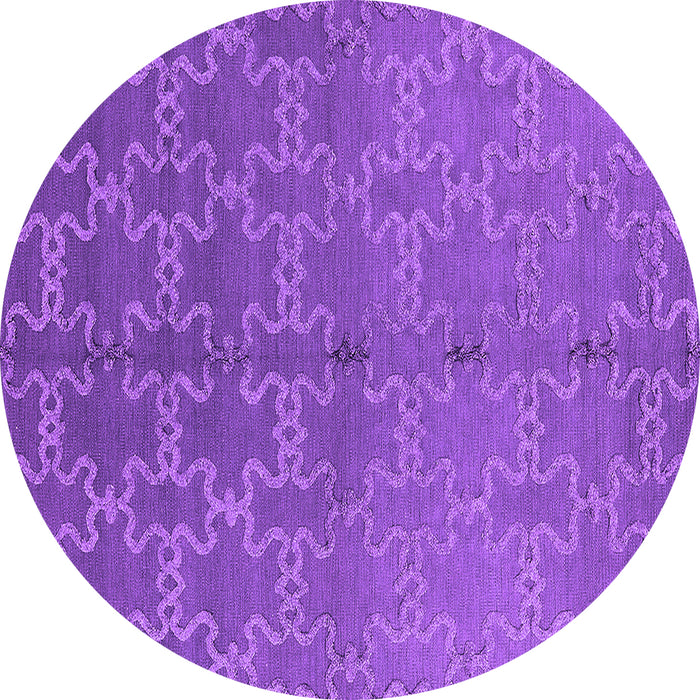 Round Machine Washable Oriental Purple Industrial Area Rugs, wshurb2858pur