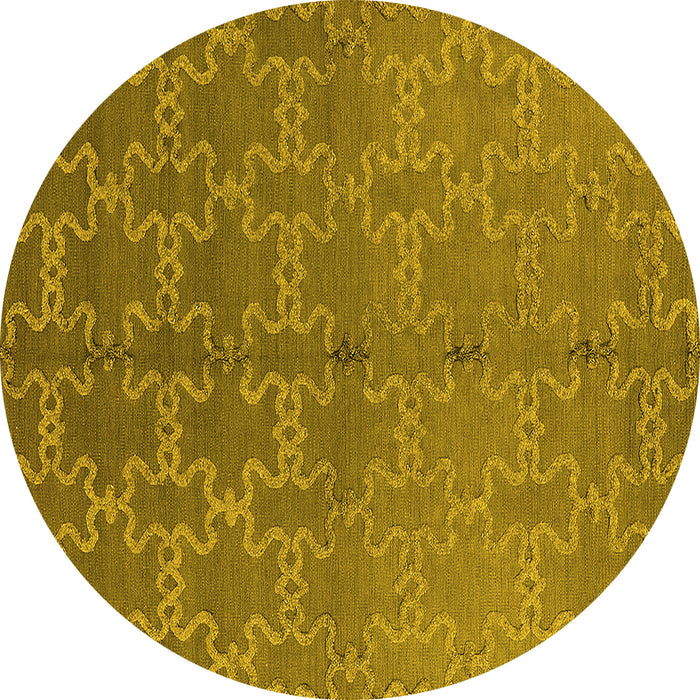 Round Oriental Yellow Industrial Rug, urb2858yw
