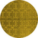 Round Oriental Yellow Industrial Rug, urb2858yw