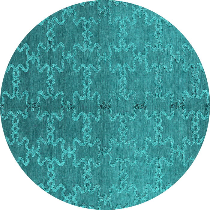 Round Oriental Turquoise Industrial Rug, urb2858turq