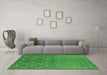 Machine Washable Oriental Green Industrial Area Rugs in a Living Room,, wshurb2858grn