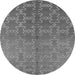 Round Machine Washable Oriental Gray Industrial Rug, wshurb2858gry