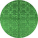 Round Oriental Green Industrial Rug, urb2858grn