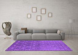 Machine Washable Oriental Purple Industrial Area Rugs in a Living Room, wshurb2858pur