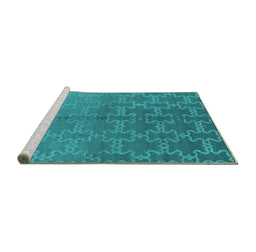 Sideview of Machine Washable Oriental Turquoise Industrial Area Rugs, wshurb2858turq
