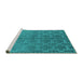 Sideview of Machine Washable Oriental Turquoise Industrial Area Rugs, wshurb2858turq