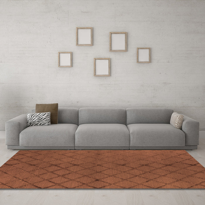 Trellis Orange Modern Area Rugs in a Living Room, wshurb2859org