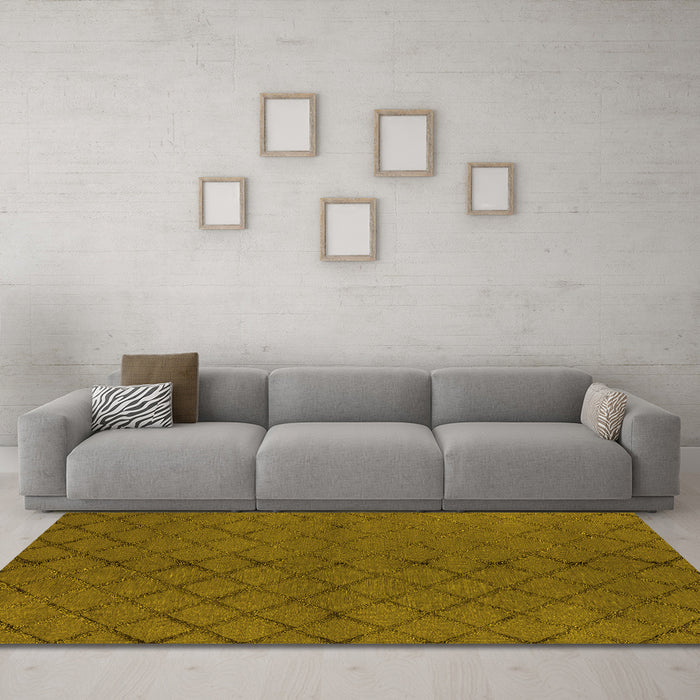 Trellis Yellow Modern Rug in a Living Room, wshurb2859yw