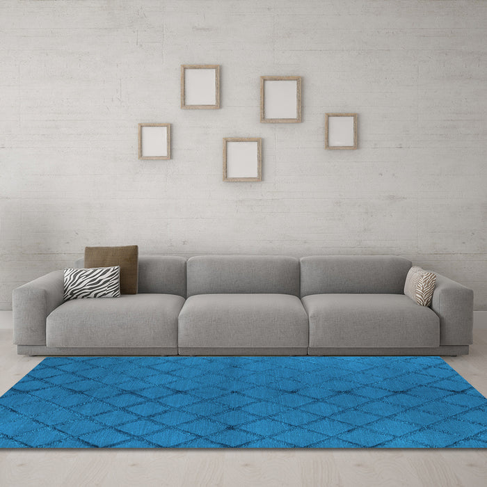 Trellis Light Blue Modern Rug in a Living Room, wshurb2859lblu