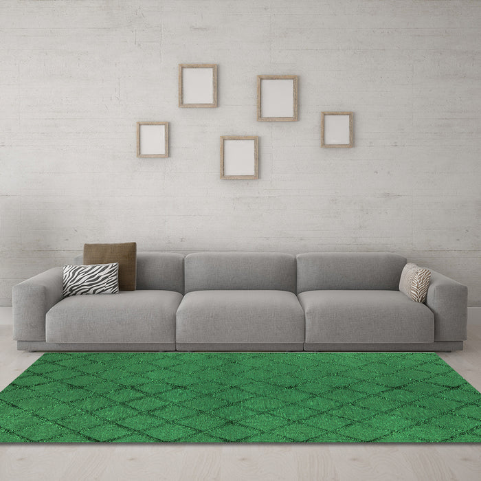 Trellis Green Modern Area Rugs in a Living Room,, wshurb2859grn