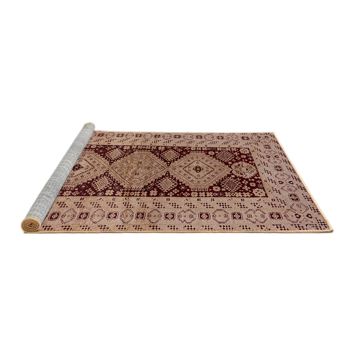 Sideview of Machine Washable Industrial Modern Light Salmon Rose Pink Rug, wshurb2860