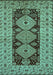 Machine Washable Oriental Turquoise Traditional Area Rugs, wshurb2860turq