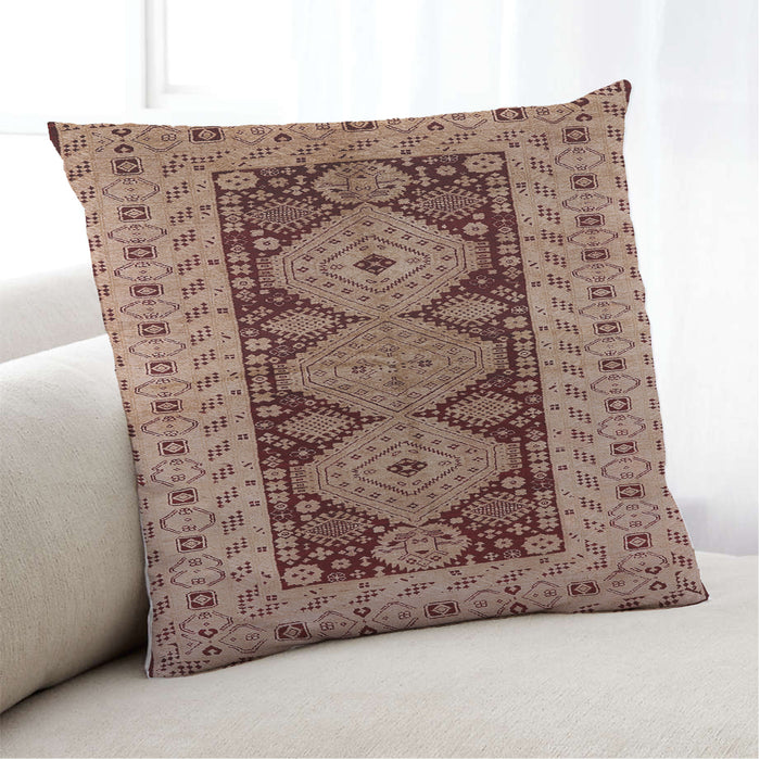 Lifestyle Image of Mid-Century Modern Urban Square Light Salmon Rose Pink Throw Pillow, 18 inch by 18 inch, pwurb2860