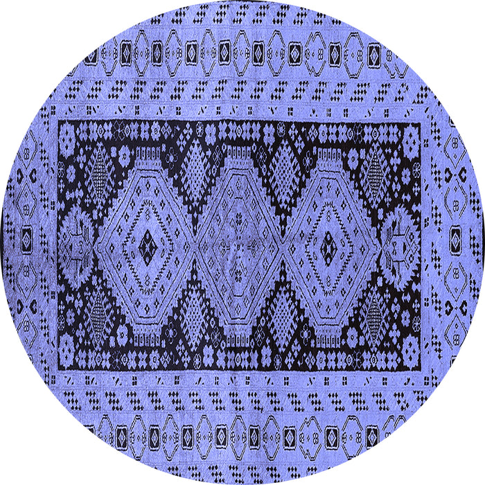 Round Oriental Blue Traditional Rug, urb2860blu
