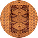 Round Machine Washable Oriental Orange Traditional Area Rugs, wshurb2860org