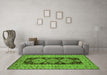 Machine Washable Oriental Green Traditional Area Rugs in a Living Room,, wshurb2860grn