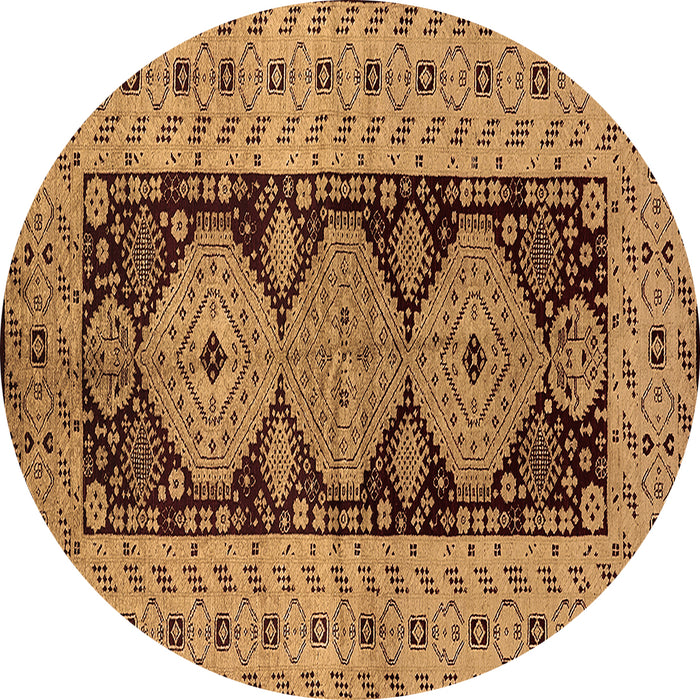 Round Machine Washable Oriental Brown Traditional Rug, wshurb2860brn