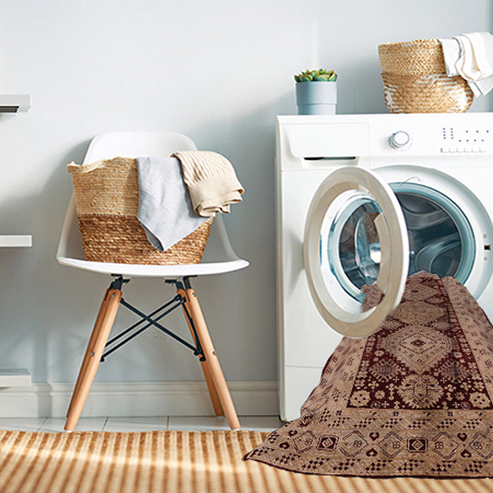 Machine Washable Industrial Modern Light Salmon Rose Pink Rug in a Washing Machine, wshurb2860