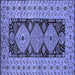 Square Machine Washable Oriental Blue Traditional Rug, wshurb2860blu