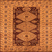 Square Machine Washable Oriental Orange Traditional Area Rugs, wshurb2860org