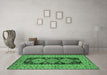 Machine Washable Oriental Emerald Green Traditional Area Rugs in a Living Room,, wshurb2860emgrn