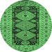 Round Oriental Emerald Green Traditional Rug, urb2860emgrn