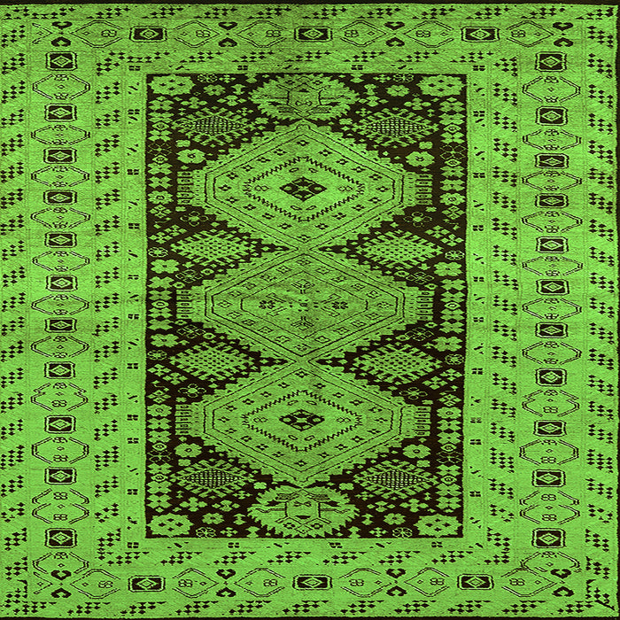 Square Oriental Green Traditional Rug, urb2860grn