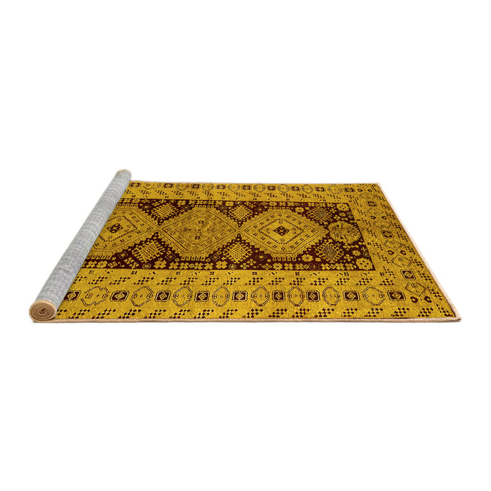 Sideview of Machine Washable Oriental Yellow Traditional Rug, wshurb2860yw