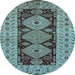 Round Oriental Light Blue Traditional Rug, urb2860lblu