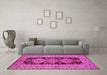 Machine Washable Oriental Pink Traditional Rug in a Living Room, wshurb2860pnk