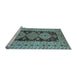 Sideview of Machine Washable Oriental Light Blue Traditional Rug, wshurb2860lblu