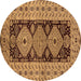 Round Oriental Brown Traditional Rug, urb2860brn