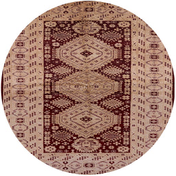 Round Mid-Century Modern Light Salmon Rose Pink Oriental Rug, urb2860
