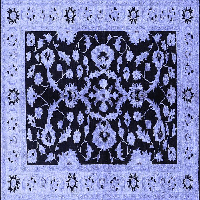Square Machine Washable Oriental Blue Traditional Rug, wshurb2861blu