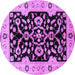 Round Machine Washable Oriental Purple Traditional Area Rugs, wshurb2861pur