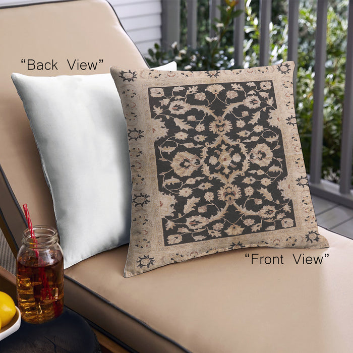 Front View of Mid-Century Modern Urban Square Bakers Brown Throw Pillow, 18 inch by 18 inch, pwurb2861