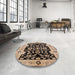 Round Machine Washable Industrial Modern Bakers Brown Rug in a Office, wshurb2861