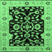 Square Oriental Emerald Green Traditional Rug, urb2861emgrn