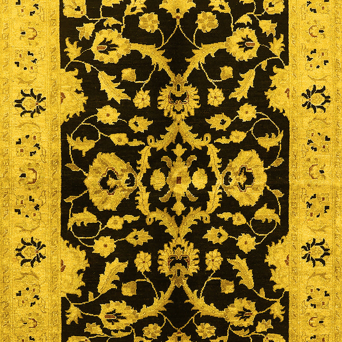 Machine Washable Oriental Yellow Traditional Rug, wshurb2861yw