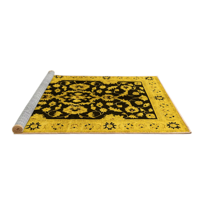 Sideview of Machine Washable Oriental Yellow Traditional Rug, wshurb2861yw