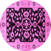 Round Machine Washable Oriental Pink Traditional Rug, wshurb2861pnk