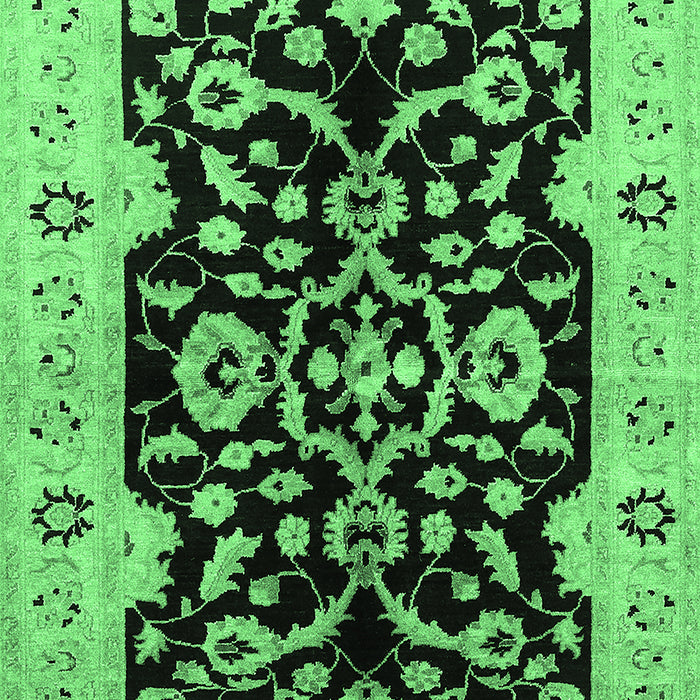 Machine Washable Oriental Emerald Green Traditional Area Rugs, wshurb2861emgrn
