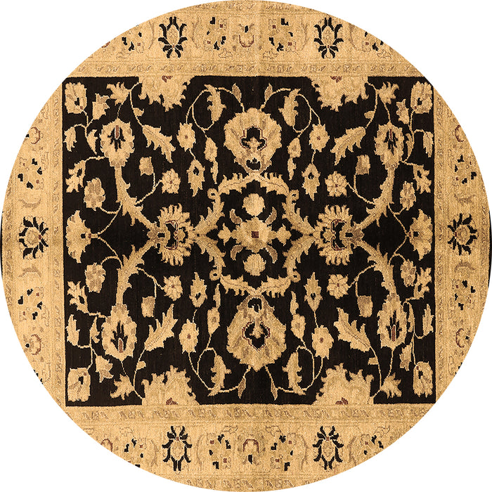 Round Machine Washable Oriental Brown Traditional Rug, wshurb2861brn