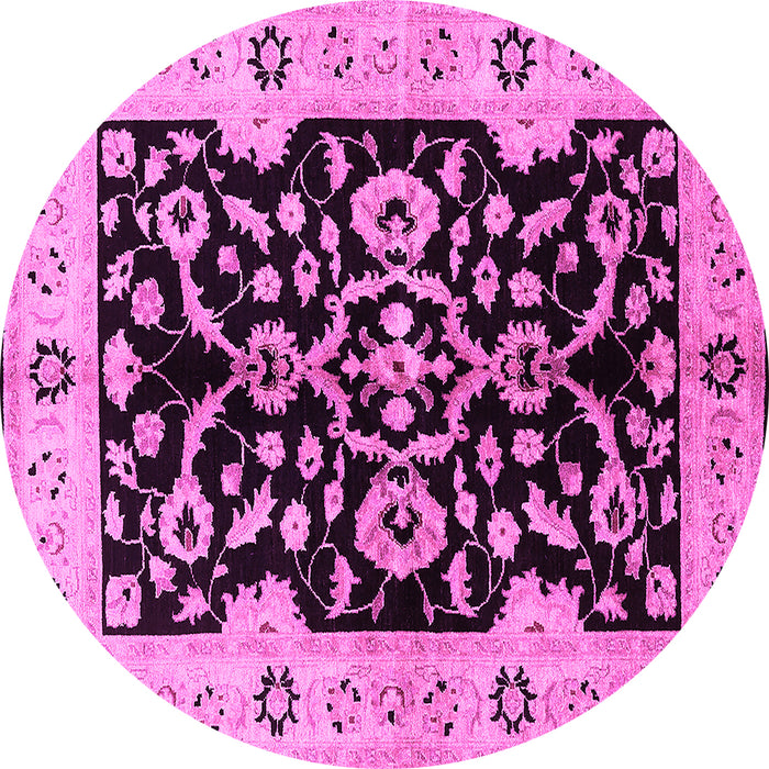 Round Oriental Pink Traditional Rug, urb2861pnk